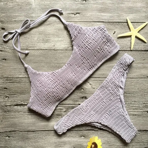 MisShow 2017 Pleated Bubble Yarn Bikini Women Swimsuit Push Up Swimwear Female Sexy Brazilian