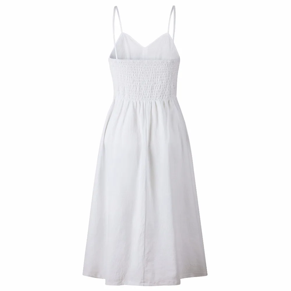 Summer Dress Women Off Shoulder Strap Bohemian Sundress Female Sleeveless Pocket Red White Vintage Sexy Beach Dress Vestido 2020