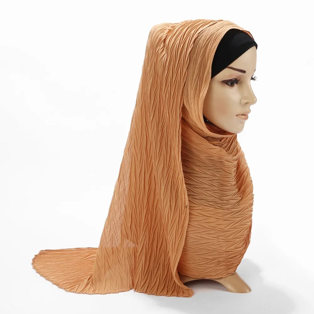 

Pleated Women Wrinkle Bubble Chiffon Hijab Scarf Shawls Crinkle Muslim Turban Wraps Pleat Shawls Long Wrap Scarves 180*85cm