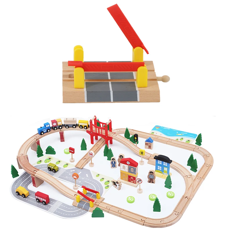 

Parallel Bar Track Intersection Wooden Train Track Accessories Universal Wooden Barrier Puzzle Educational Toys for Children
