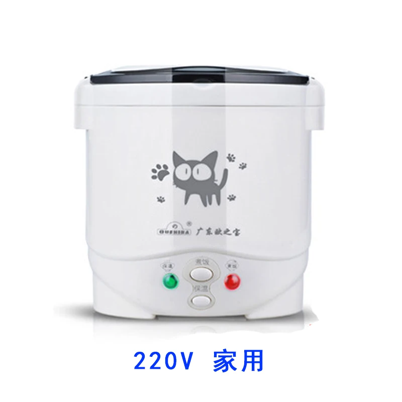 

1L Mini Rice Cooker Portable Electric Rice Cooking Machine Non-stick Coating with Steamer Home 220V /Car 12V 24V for 2 Persons