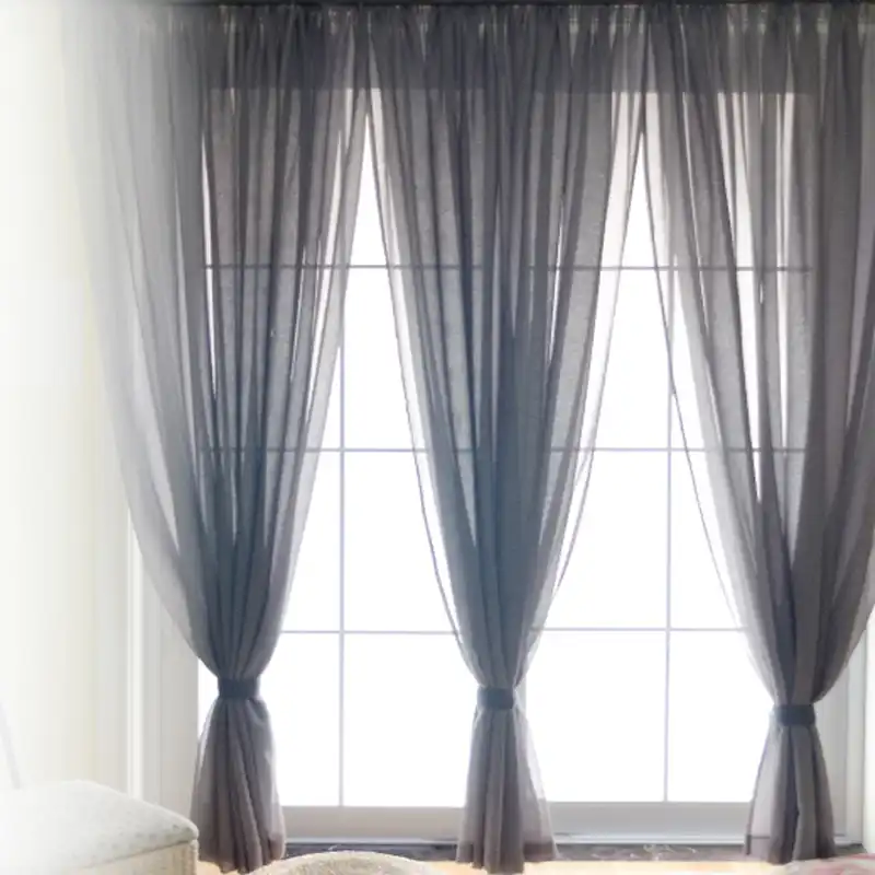 Curtains Purple Solid Voile Gray Window Modern Living Room Bedroom