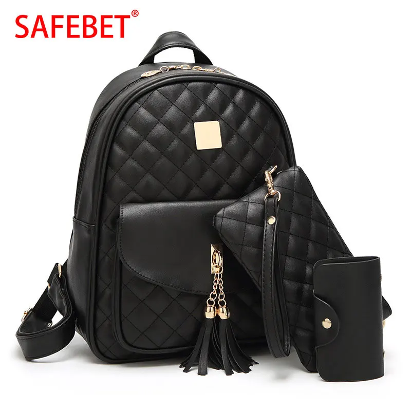 

SAFEBET Brand backpack 2018 new backpack bag PU Soft Leather Korean version of the three-piece mother and daughter shoulder bag