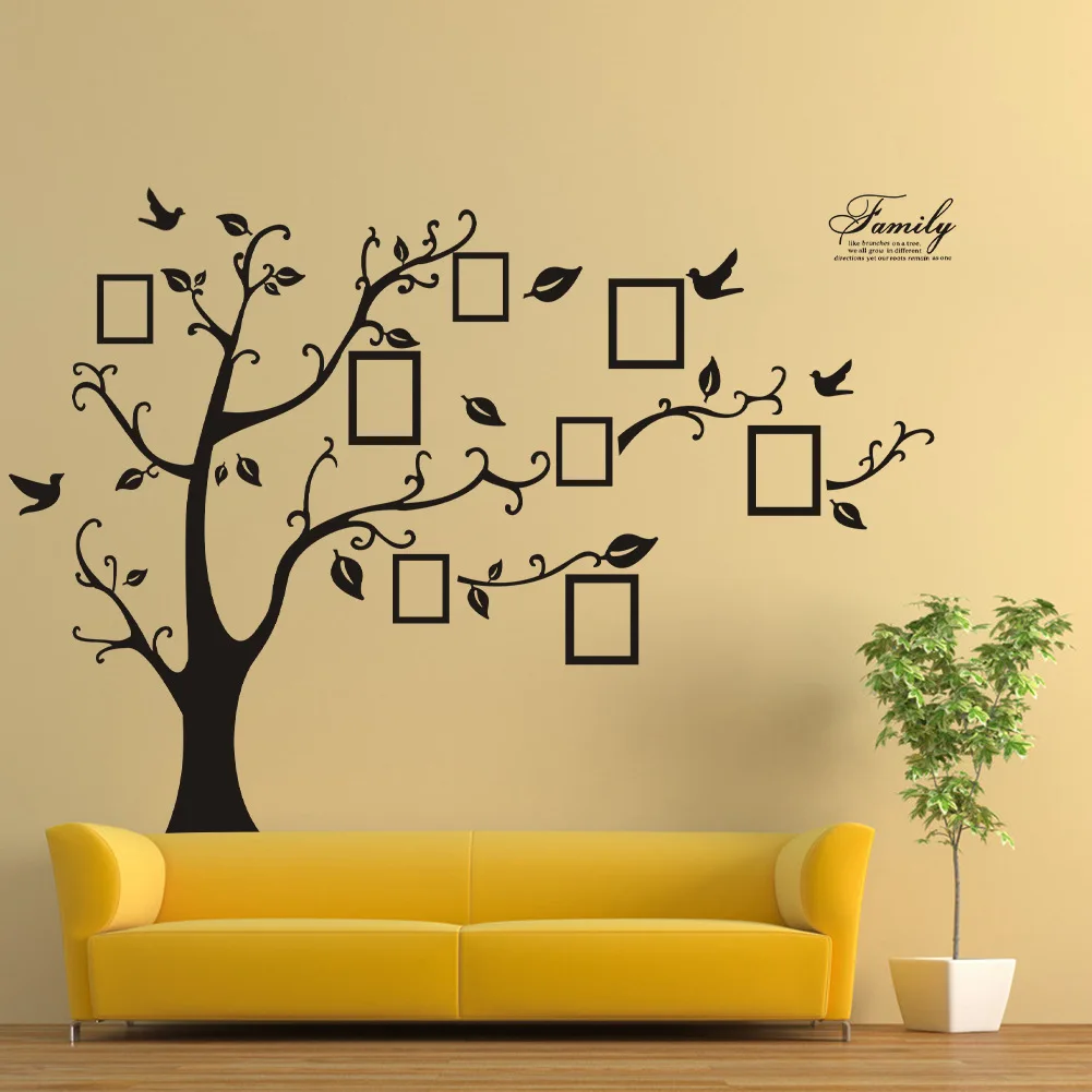 

Free Shipping:Large 200*250Cm/79*99in Black 3D DIY Photo Tree PVC Wall Decals/Adhesive Family Wall Stickers Mural Art Home Decor