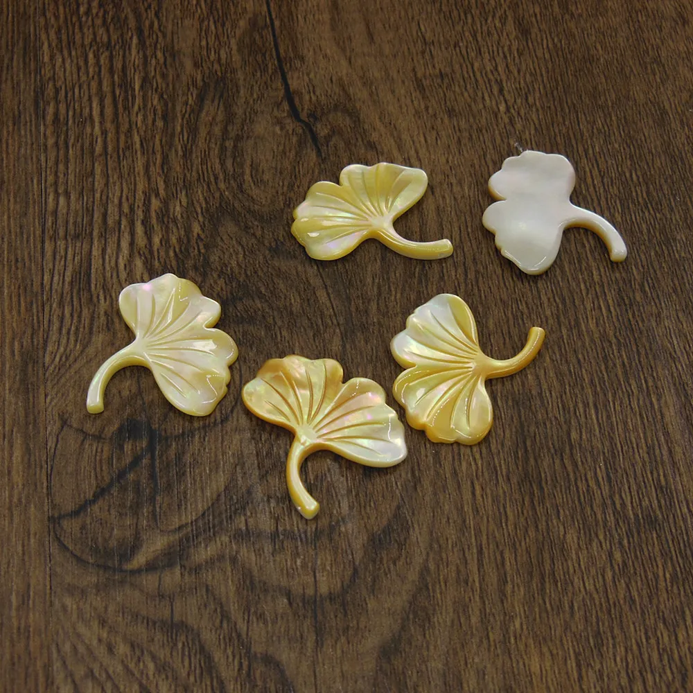 10 шт. гинкго лист Seashell бусины для изготовления ювелирных изделий резной желтый
