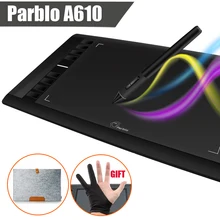 Parblo A610 Didital Графика графический Планшет ж/Ручка Grafico 5080LPI + Шерсть Войлочный Вкладыш Сумка Обложка + Перчатки, подарок