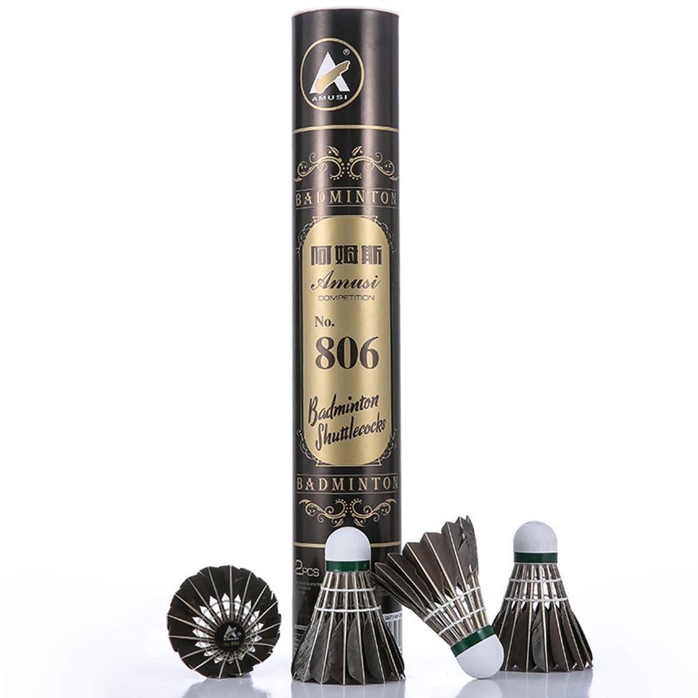 

12Pcs Durable Badminton Shuttlecocks Black Goose Feather Badminton Balls for Training Badminton Sports Speed 76 77