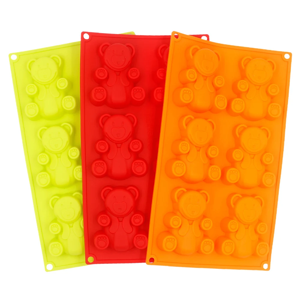 Silicone Cake Mold 6 Holes Cookie Mould Bear Shaped Chocolate Mold DIY