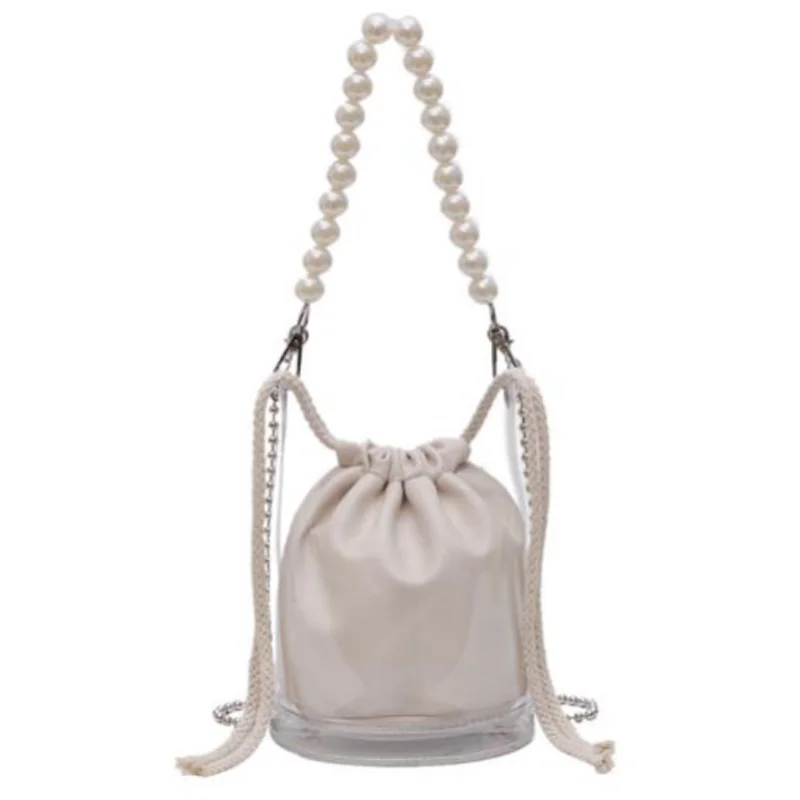 

FGGS-New Fashion Handbags Pearl Pvc Transparent Messenger Bag Shoulder Bag Jelly Bag Handbag