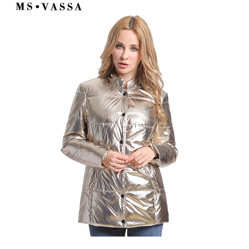 MS VASSA 2018 New Women Jackets Fashion Gold Parka Autumn Warm Coats Winter Ladies Outwear Loose Tops Plus Size 6XL 7XL MS VASSA 2018 New Women Jackets Fashion Gold Parka Autumn Warm Coats Winter Ladies Outwear Loose Tops Plus Size 6XL 7XL