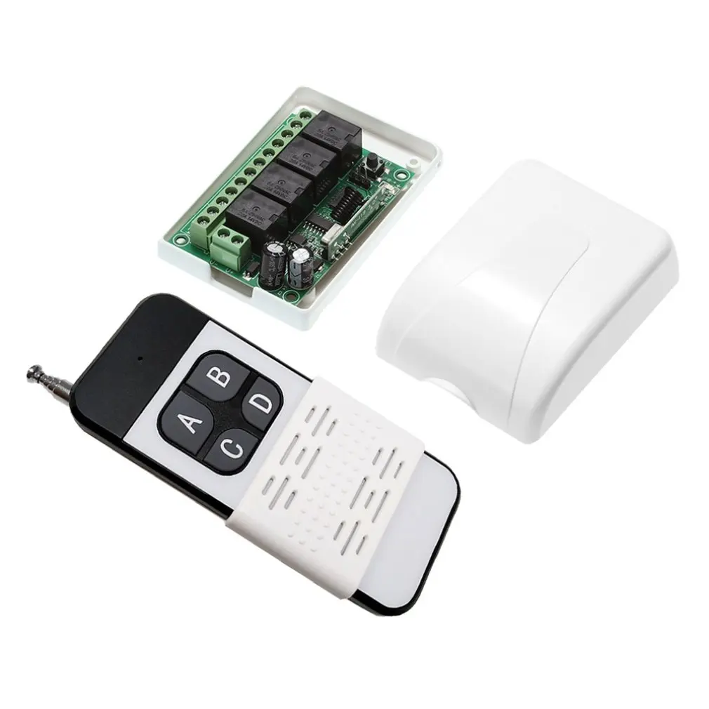 

Wireless DC 12V 4Ch Module Learning Switch Long Shaped & Push Cover Lid 4-Button Remote Controller Set