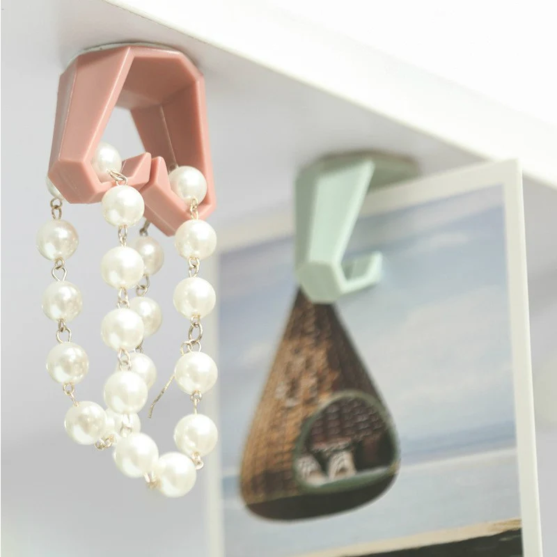 Practical Cabinets Ceiling Self Adhesive Hook Key Hanger Holder Organizer Table Desk Hanging Rack Kitchen Accessories