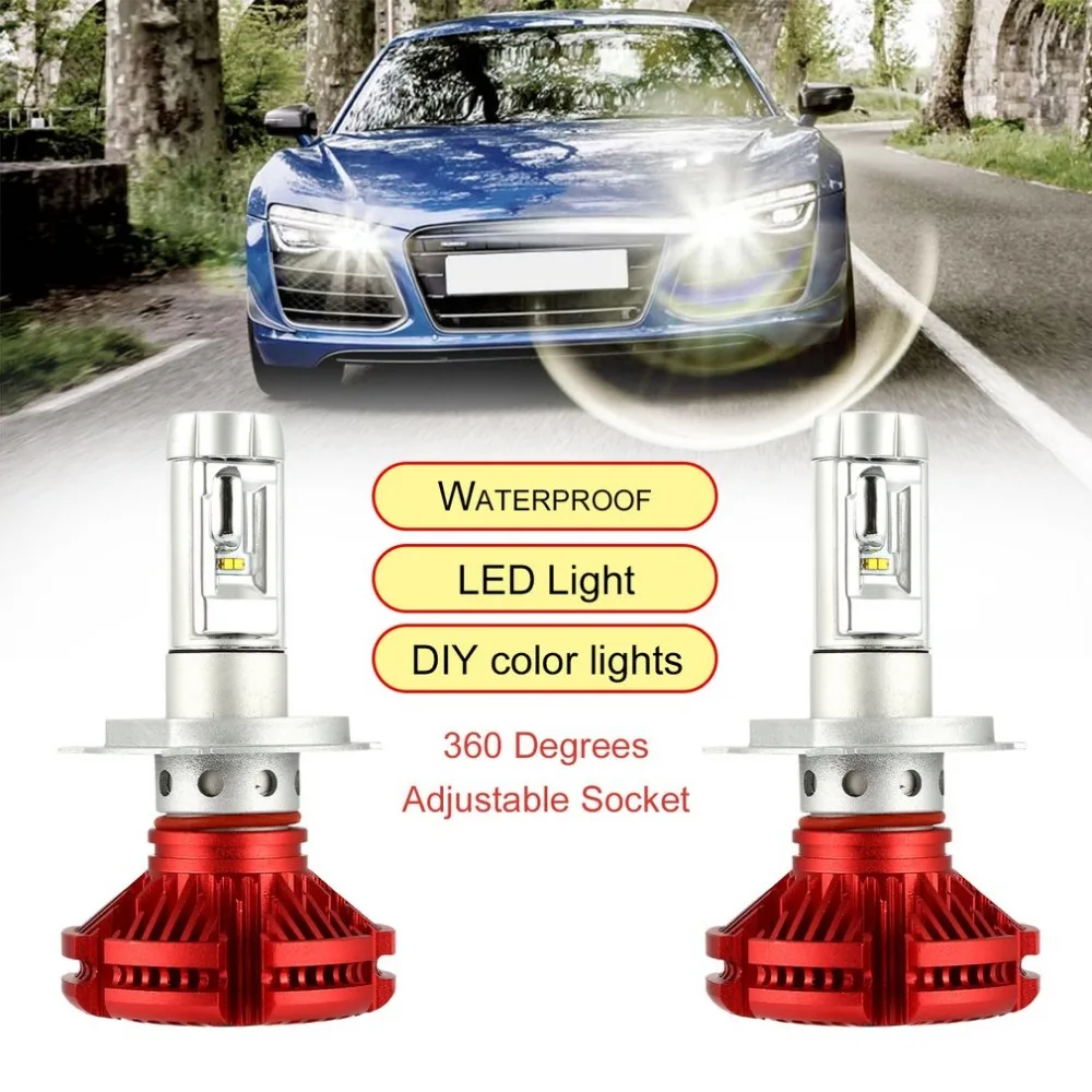 2pcs X3 LED Headlights Conversion Kit IP67 Waterproof 50W 6000LM ZES