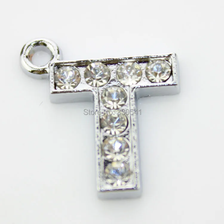 Free Shipping Wholesale Letter Alphabet T Crystal Dangle Charm for DIY