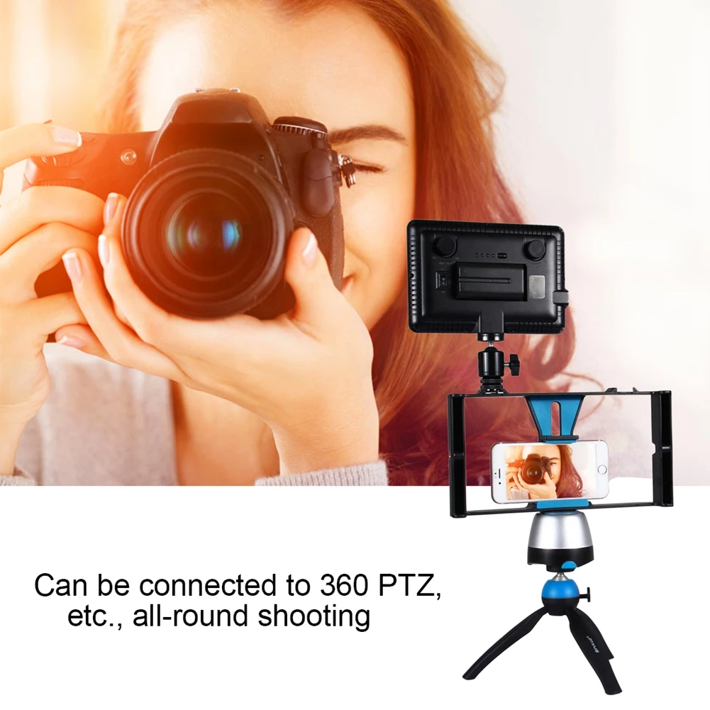 

Smartphone Stabilizer Rig Grip Adjustable Mobile Phone Hot Shoe Mount+LED Studio Light+Microphone+Mini Tripod For iPhone Samsung