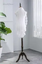 MissRDress короткие прямоугольная скатерть с цветами вуаль элегантный одно Слои Фата с расческой дешевые Тюлевая Фата для свадебных
