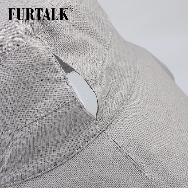 Шляпка FURTALK женская с хвостом Панама из хлопка и льна шапка от солнца для отдыха