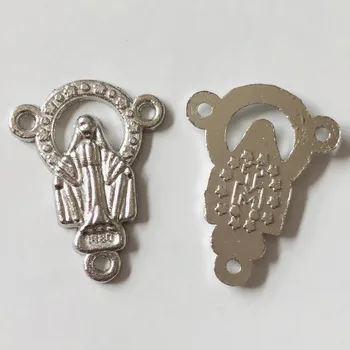 

100pcs/lot free shipping Wholesale Silver Plated Rosary 20x15mm Centerpiece Religious Making Rosary DIY Rosary Parts