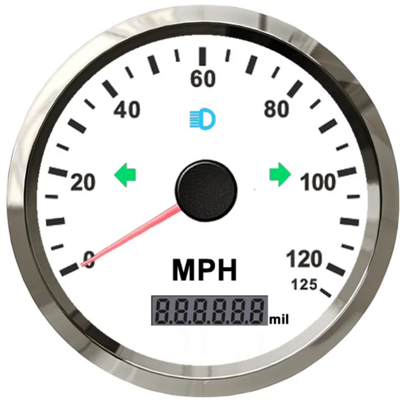 Новый 85 мм MPH GPS Спидометр Одометр 125MPH пробег Регулируемая сигнализация для лодки