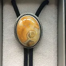 Оригинальные посеребренные сумасшедшие граффити Агат камень овальные Свадебные Боло галстук ожерелье BOLOTIE-043