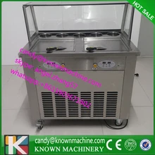 R410a freezer double pan fry ice cream machine frozen fruit juice machine on sale