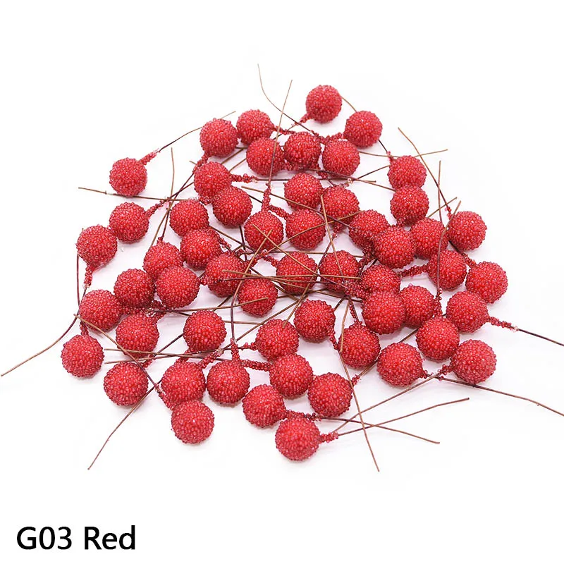 40 шт. 12 мм мини ягоды пластиковые искусственные фрукты тычинки вишня искусственные жемчужные цветы для украшения свадебной вечеринки Подарочная коробка венок 8 - Цвет: G03 Red