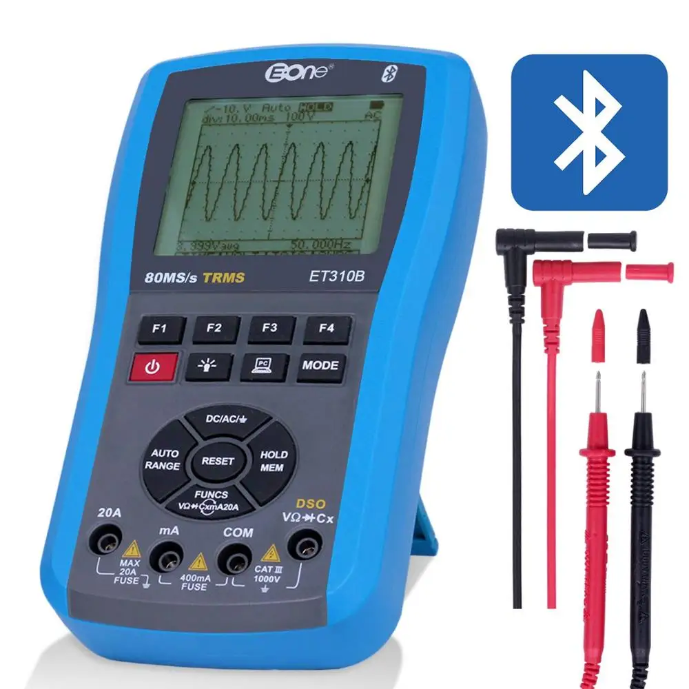 

ET310B Bluetooth Oscilloscope Multimeter Digital ScopeMeter 80M/20MHz Handheld oscilloscope available in PC