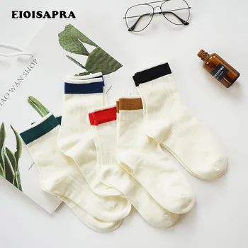 

[EIOISAPRA]Fashion Patchwork New Arrived Cute Socks Korean Harajuku Creative Smiple Socks Women College Style Solid Calcetines