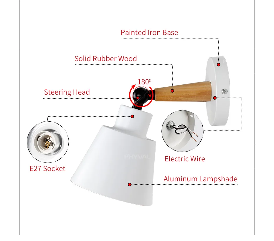 Настенный светильник в скандинавском стиле, деревянный настенный светодиодный светильник, алюминиевый настенный светильник для бара, кафе, Домашний Светильник, прикроватный светильник для спальни, домашний декор