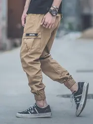 Японский стиль Модные джоггеры брюки для девочек для мужчин хаки большой карман свободный крой штаны-карго hombre Американский уличная хип
