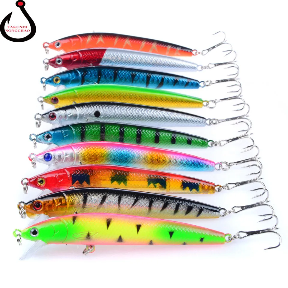 

Brand Quality Floating Fishing Minnow Lures 10 Colors 9.5cm/8.5g Plastic Fly Pesca Wobbler Hard Bait Crankbait 1pcs/lot WS-67