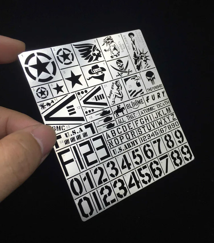 1/35 Scale US Tank Armed Vehicle General Use Stainless Steel Stenciling Template Leakage Spray Plate Model Building Tools AJ0018