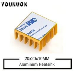 YOUNUON-disipador de calor de aluminio para ordenador, disipador térmico de 20mm x 20mm x 10mm, radiador de refrigeración para Chip electrónico IC LED con cinta de 3M, 100 piezas