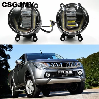 

3-IN-1 Functions LED DRL Daytime Running Light Car Projector Fog Lamp with yellow signal For Mitsubishi Triton L200 2013 - 2017