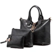 3 Sets Marca 2017 Mujeres Bolso Composite Bolso Versátil Sólido de Alta Calidad de Cuero Bolsa de Mensajero Femenino Envío de La Gota