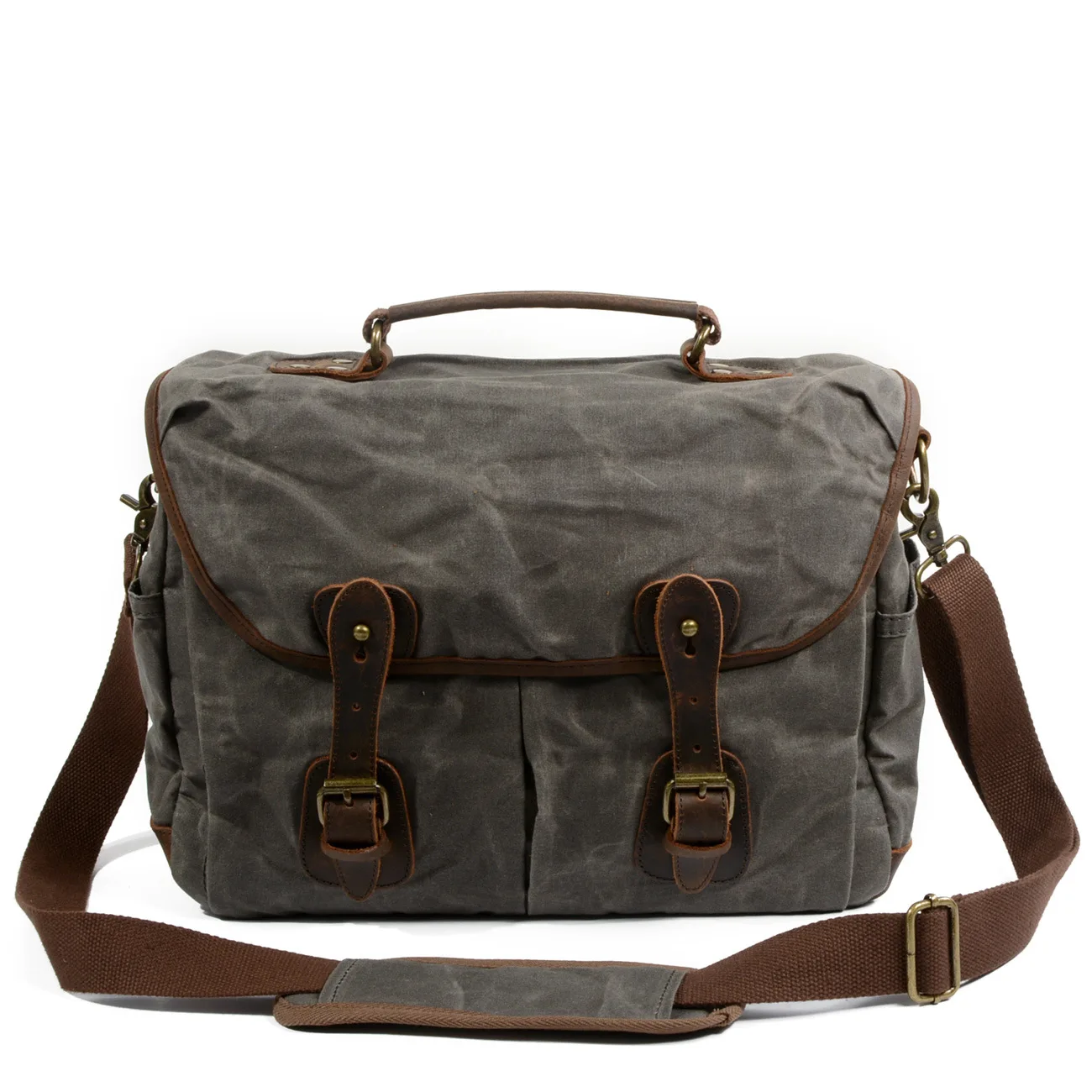 

Retro Oil Wax Waterproof Canvas Cross Body Messenger Bags Men Quality Large European Style Shoulder Bag Retro Business Briefcase