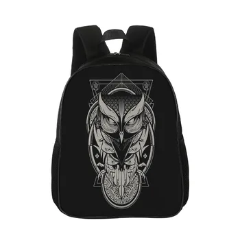 

Custom ladies men's backpack 3D printing owl night cartoon travel backpack children's bag casual canvas colorful color