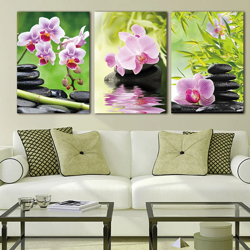 

3 Piece diamond mosaic orchid Flower Bamboo Stone zen 5d diy embroidery diamond painting full square/round drill art home decor