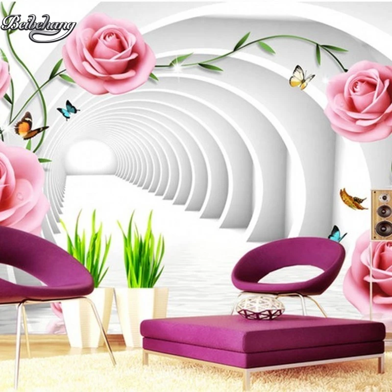 

Pink roses large custom mural wall paper TV background wallpaper wall paper living room PAPEL de parede3D Wallpaper
