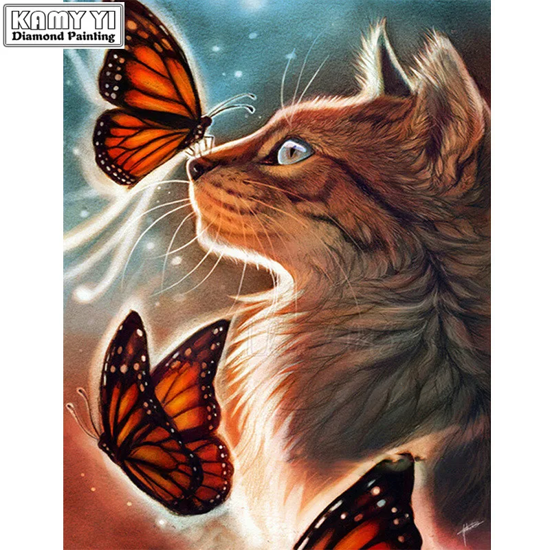 Кот и бабочка картинки