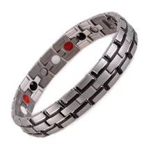 361L de Acero Inoxidable Negro Para Hombre Pulsera de Imán Germanio FIR Nagtive Ion Balance de Energía Magnética De Salud Pulseras Brazaletes