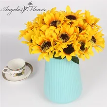 7 филиал/Букет желтый Шелковый Подсолнух DIY Шелковый цветок искусственный цветок Свадебная вечеринка дома Рождество Декор цветок стены материал искусственные цветы цветы искуственные тычинки цветов декор дома