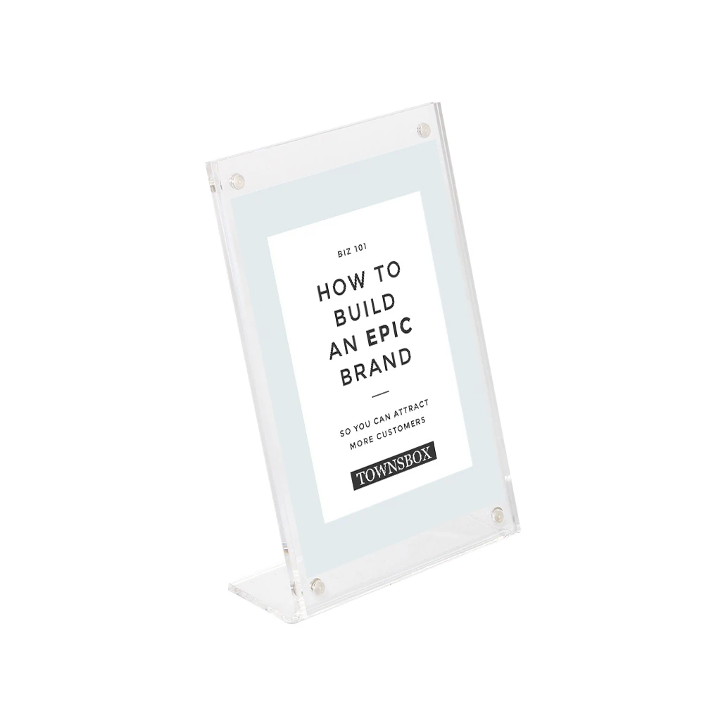 

Magnetic L-slanted Acrylic Photo Stand A5 A4 Clear Plastic Frame Tag Card Poster Sign Holder Table Counter Desktop L-display