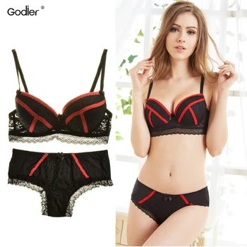 

Godier Sexy Embroidery Women Bra Set Lace Plus Size Bra Brief Set Push Up Pant Underwear Set Sexy Lingerie Transparent Bra Set