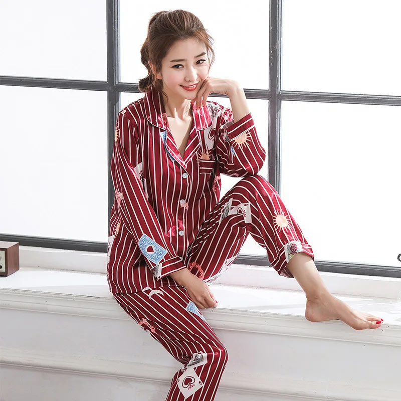 Smmoloa пара шелковые пижамы комплект атласная ночная рубашка повседневная домашняя одежда для сна с длинными рукавами