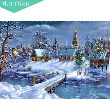 

Merrken diamond painting 5d Diy cross stitch Snow bridge diamond embroidery diamond mosaic home decor 30*40cm