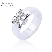 A & N 2017 Mujeres Baratas de Dedo De Cerámica Anillos de Compromiso Anillos de Bodas Para Las Mujeres Cubic Zirconia Anillos de Plata Femenina De Cerámica joyería
