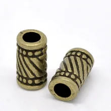 Цинковые металлические бусины-вставки из сплава цилиндр античная бронза StripeColor покрытием около 11 мм x 6 мм, отверстие: около 3,3 мм, 10 шт. Новинка