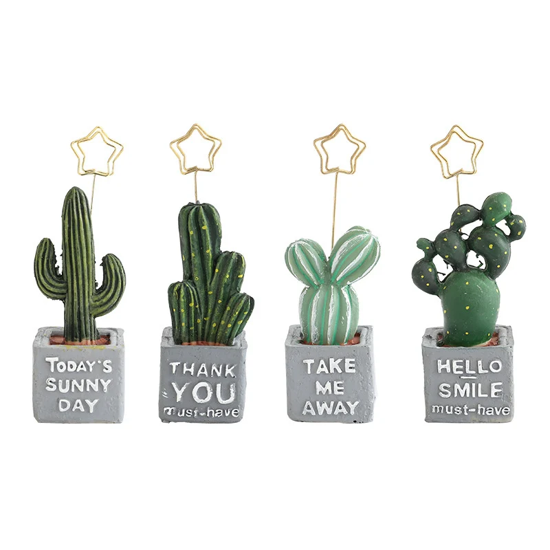 

Photo Holder Cute Card Holder Cactus Resin Plant Decoration Stationery Office School Supplies Picture Holder