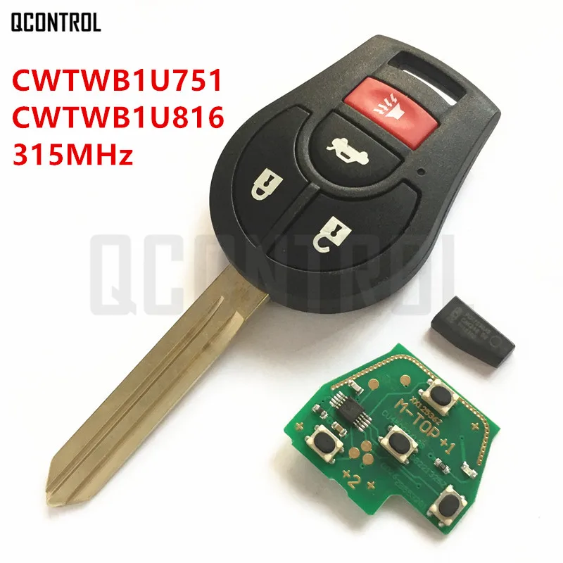 Qcontrol удаленного Ключи для Nissan cwtwb1u751 cwtwb1u816 Qashqai Солнечный TIIDA X-Trail частота 315 мГц PCF7936 чип